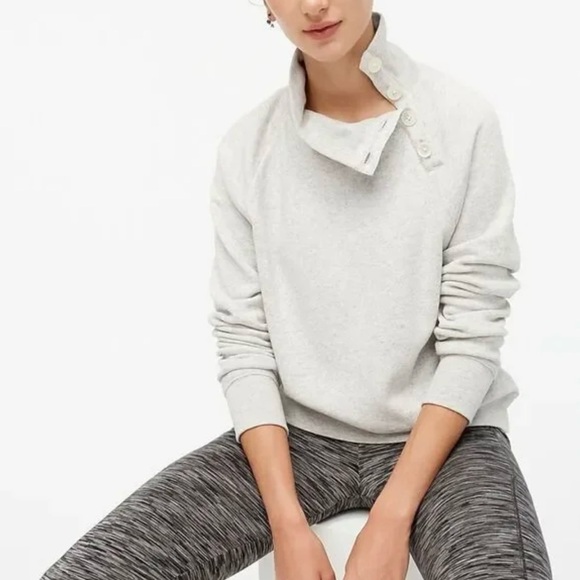 J. Crew Factory Tops - J. Crew Factory Wide Button-collar Pullover Sweatshirt in Cloudspun Flee…
